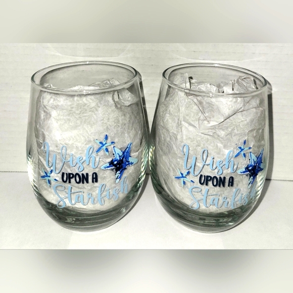 2 Piece Stemless Wine Glass (Wish Upon A Starfish) - Picture 1 of 1